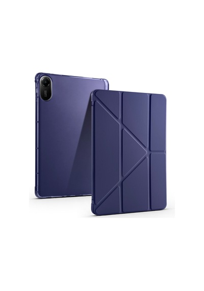 Redmi Pad 2 2025 25040rp0ag Uyumlu Kalem Bölmeli Dönebilen Üçgen Standlı Tri Folding Tablet Kılıfı - Lacivert - T38642