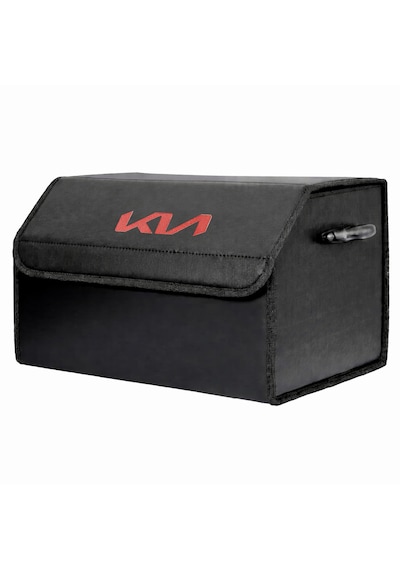 Kia Marka Logolu Oto Bagaj Organizer Çanta Oto Bagaj Çantası 2 Bölmeli Suni Deri 48 Cm X 31 Cm X 29 Cm