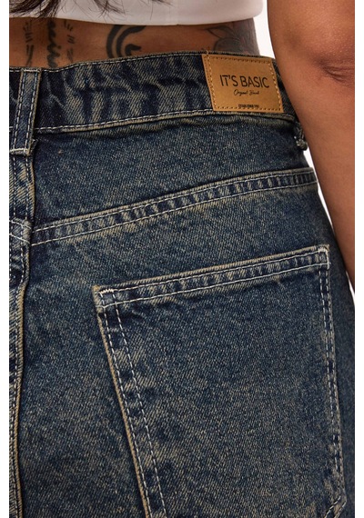 Itsbasic Kadın Koyu Kot 10s6 Mini Yırtık Detaylı Denim Şort