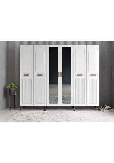 Letto Membran 6 Kapaklı Portmanto Montaj Dahil Füme Beyaz 210 Cm