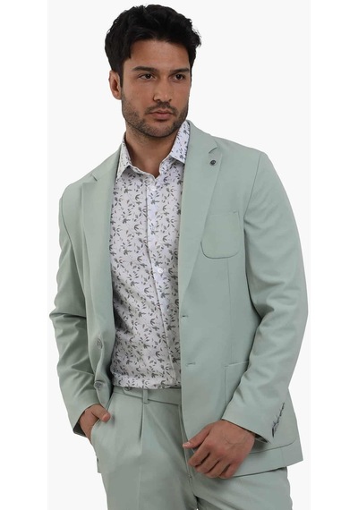Dufy Yeşil Erkek Slim Fit Düz Mono Yaka Casual Ceket - 104431-yesıl Yeşil