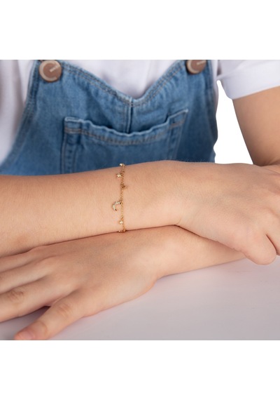 Stylish 925 Ayar Gümüş Armband Güneş Ay Ve Yıldızlarla Çocuklar Için Özel Tasarım Altın