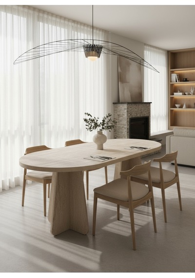Karmob Oval Salon Yemek Masası Sadece Görseldeki Masa Verilecektir Beyaz