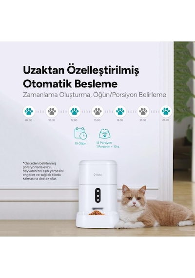 Ttec Foodi Uzaktan Kontrol Edilebilen Otomatik Wi-fi Akıllı Kedi Köpek Besleyici 4 L