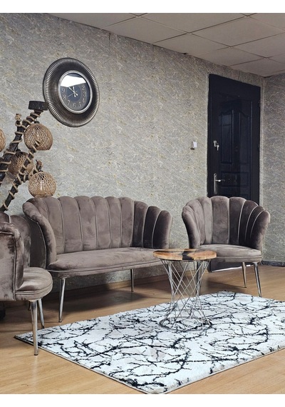 Papatya Çay Seti Koltuk Takımı Krom Sivriltme Ayak, Balkon, Salon 001