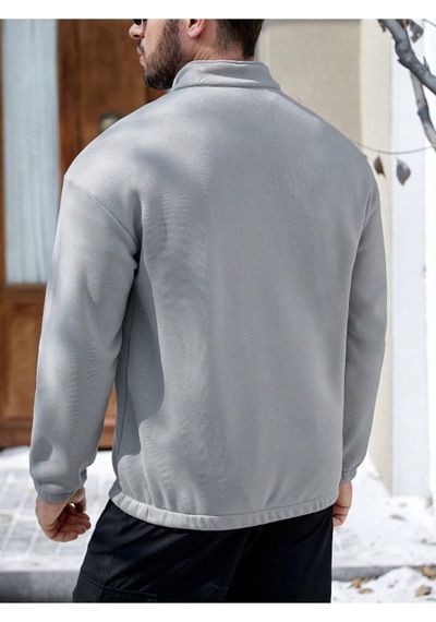 Altamira Erkek Göğüs Fermuarlı Oversize Polo Yaka Sweatshirt 001