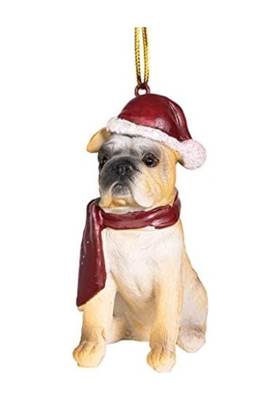 Design Toscano Jh576304 Noel Noel Bulldog Tatil Köpek Süsleri, Tam Renkli