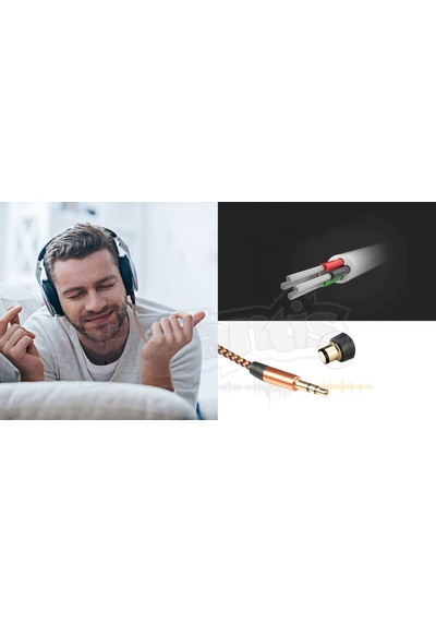 Diwu Aux Stereo 3.5Mm Data Ses Örgü Kablo Bakır