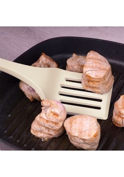 Lurch - Platin Silikon Delikli Spatula 32,5 Cm Açık Gri - Yanmaz, Yapışmaz, Bükülmez, Çizmez, Tat Ve Koku Bırakmaz - 240003 Renk