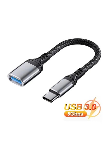 Ga90 Type-c To Usb 3.0 5gbps Hız Otg Adaptör Alüminyum Kasa Örgü Kablo İ-phone 15 Ve Üstü