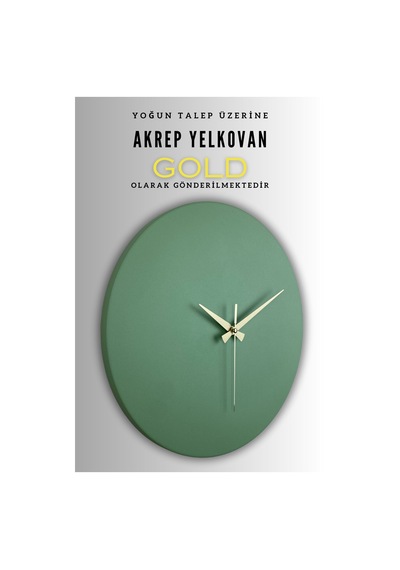 Round Model Modern Metal Sıvama Akar Sessiz Mekanizmalı Duvar Saati 40 40 Cm Yeşil