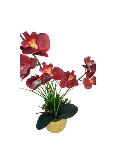 Yapay Çiçek Islak Orkide Gold Metal Saksıda Saksıda Orkide 50cm
