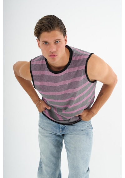 Alexander Gardi Bisiklet Yaka Çizgili Kolsuz T-shirt Mor