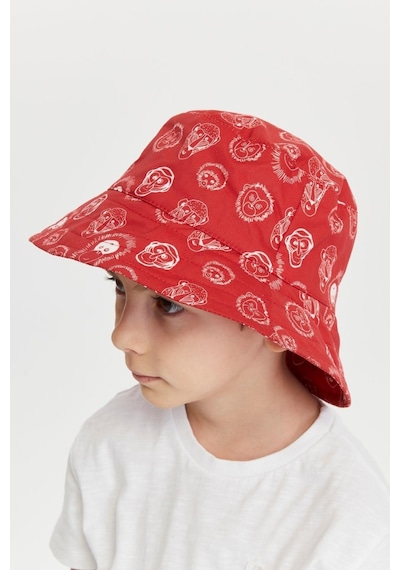 Benitto Kids Erkek Çocuk Desenli Bucket Şapka 7007-kırmızı