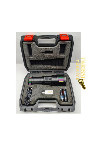 Ps-3900 Yedek Pilli Şarj Edilebilir Zoomlu Profesyonel El Feneri 8 18650 Pil Dahil Siyah