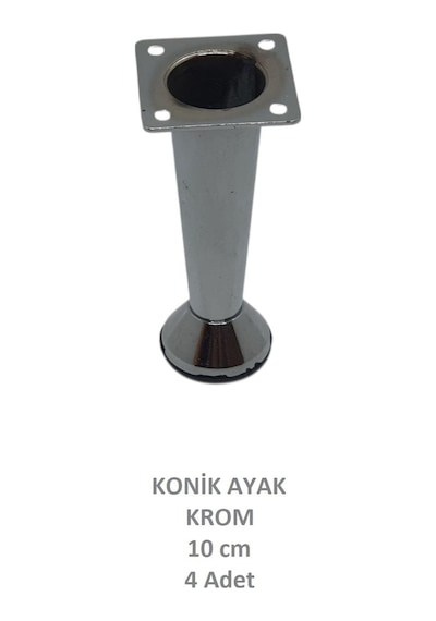 Adilon Konik Ayak, Zamak, Krom, 10 cm, Dolap, Mobilya, Puf Ayağı (4 Adet)