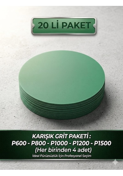 125 Mm Cırt Zımpara 20 Li Paket 600-800-1000-1200-1500 Kum