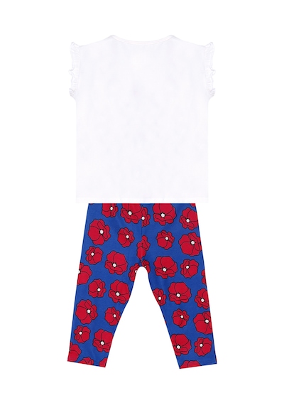 Fırfırlı Kırmızı Gelincik Kız Çocuk Yazlık T-shirt Tayt Takım Fırfırlı Kırmızı Gelincik Kız Çocuk Yazlık T-shirt Tayt Takım