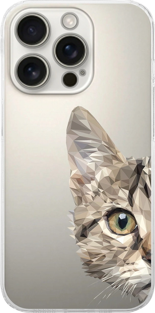 Apple Uyumlu iPhone 16 Pro İle Catface Baskılı Tasarım Kamera Korumalı Şeffaf Silikon Kılıf