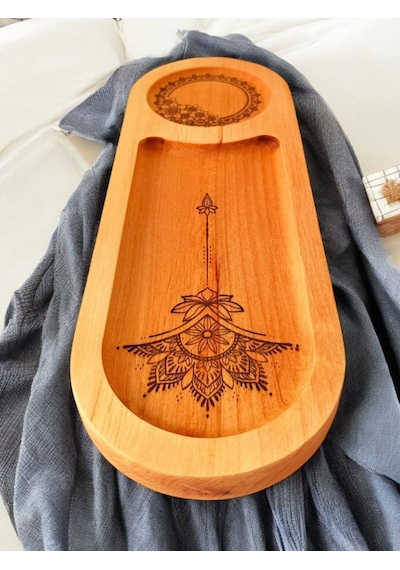İkili Lazer Işlemeli Doğal Sunumluk 34 x 12 CM