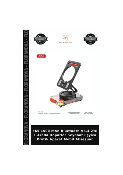 F65 1500 Mah Bluetooth V5.4 2'si 1 Arada Hoparlör Seyahat Eşyası Pratik Aparat Mobil Aksesuar
