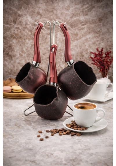 Özlife Ct-710 Kare Kırmızı 3lü Granit Cezve Tk
