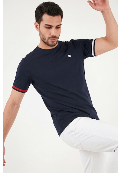 Buratti Bisiklet Yaka Kolları Renkli Şerit Detaylı T Shirt Erkek T Shirt 5904060 Lacivert