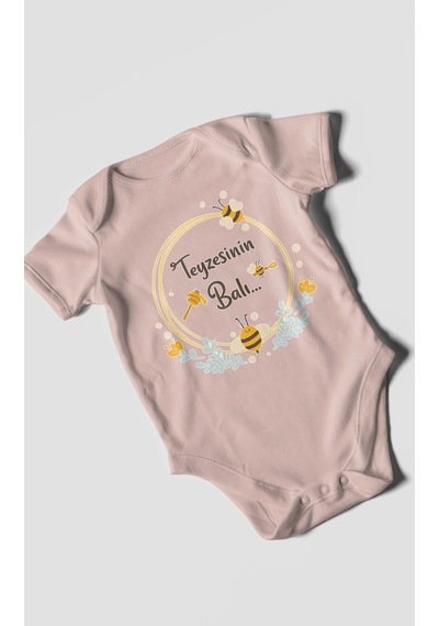 Morivokids Teyzesinin Balı Kısa Kollu Bebek Body %100 Pamuk Zbn93-kk Pastel Pembe