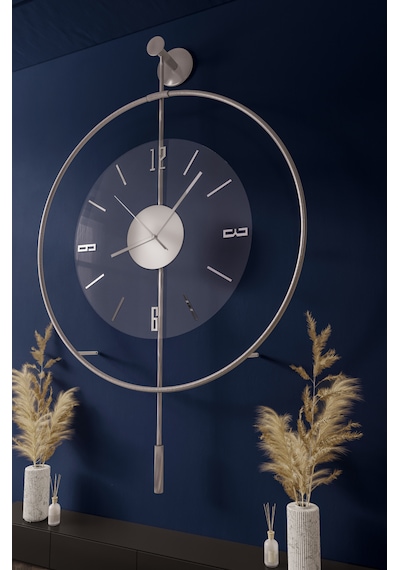 MetaQuartz Aksesuar (Büyük Boy-50*75 cm)Mat Gümüş Luxry Şeffaf Göbek Metal Dekoratif Camlı Gri
