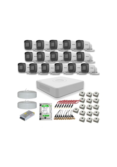 Hikvision 2 MP 16 Kameralı 4 TB Disk Dış Ortam AHD HD-TVI Full Kamera Seti