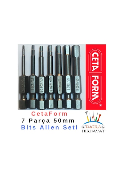 Cetaform 7 Adet x 5 CM Takım Manyetik Bits Allen Alyan Matkap Ucu