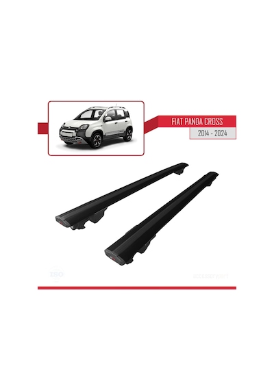 Fiat Panda Cross 2014 Ve Sonrası İle Uyumlu Hook Model Anahtar Kilitli Ara Atkı Tavan Barı Siyah