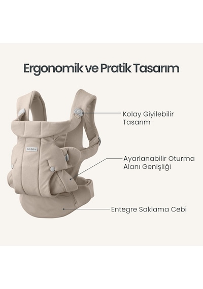 Babybjörn 2 Li Set Begin Ana Kucağı & Kanguru Hold Woven Sand Grey