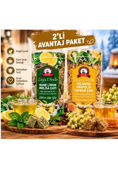 Ziya Dede 2'li Avantaj Paketi Ihlamur Propolis Kaynar Çay, Nane Limon Melisa Çayı, Bitki Çayı Çeşitleri Geleneksel Lezzetler Pratik Hazırlanan İkili Ekonomik Set
