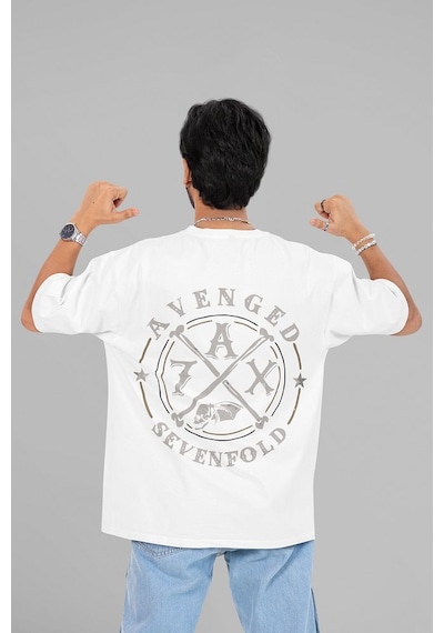 Tasarım Avenged Sevenfold Baskılı Unisex Oversize Rock Metal Tişö Beyaz