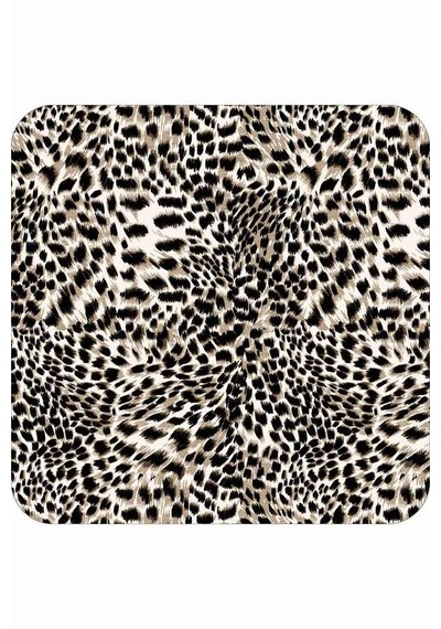 Bej Leopar Desenli Banyo Halısı Klozet Paspas Seti Bs324n11