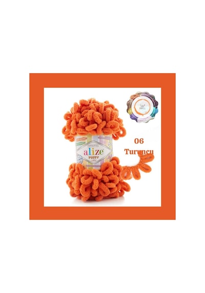 Puffy El Örgü Ipliği 06 Turuncu Büyük Ilmek Tekli - 100 Gr. 9 Mt. Parmak Ipi, Battaniye Ipi