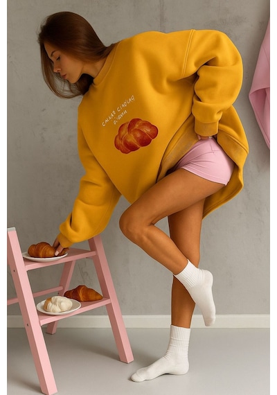 Baskılı Unisex Sweatshırt Sari
