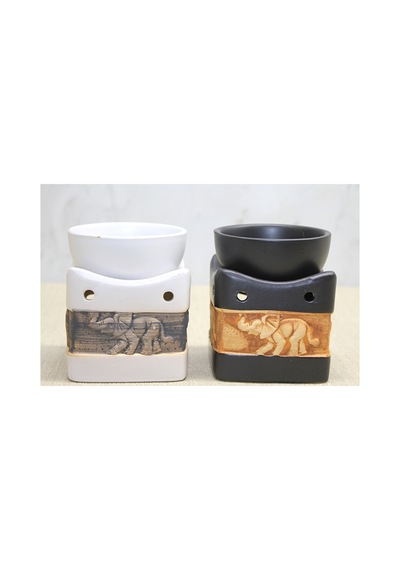 10 Adet Seramik Filli Buhurdanlık Fil Figürlü Tütsülük Ev Dekoru, Seramik Buhurdanlık Incense Burner 11 X 9 Cm Sarı