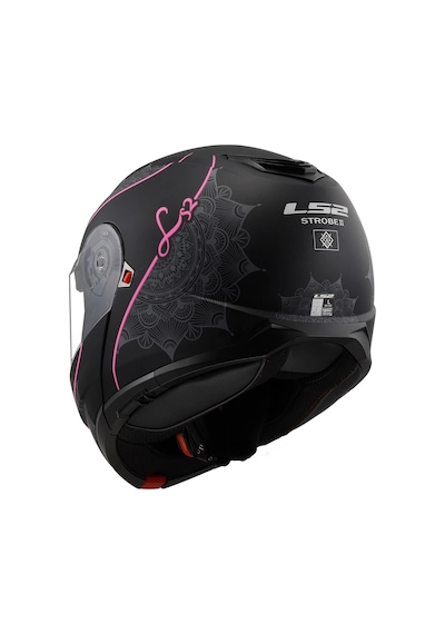 Ls2 Strobe 2 Lux Çene Açılır Motosiklet Kaskı Mat Siyah - Pembe