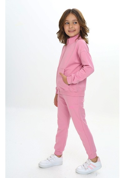 Toontoy Kids Toontoy Kız Çocuk 2'li Takım Dik Yaka Fermuarlı Cepli Sweatshirt & Beli Paçası Ribanalı Jogger Eşofman Altı - 2 İplik Gül Kurusu Toontoy Kids Toontoy Kız Çocuk 2'li Takım Dik Yaka Fermuarlı Cepli Sweatshirt & Beli Paçası Ribanalı Jogger Eşofman Altı - 2 İplik Gül Kurusu