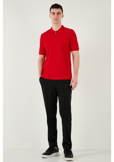 Buratti Pamuklu Regular Fit Yarım Fermuarlı Erkek Polo Yaka T Shirt 5903008 Kırmızı