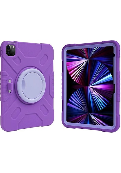 Apple Uyumlu iPad Air 11inç M4/m3/m2 2026-2024 Kılıf Askılı Silikon Handle Ring Yüzüklü Amour Tank Case