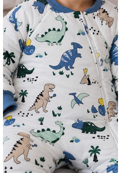 Babyhola 2.5 Tog Yorgan Gerektirmeyen Kalın Elyaf Dolgulu Çocuk Uyku Tulumu Pamuk Astarlı Unisex 6020 Beyaz