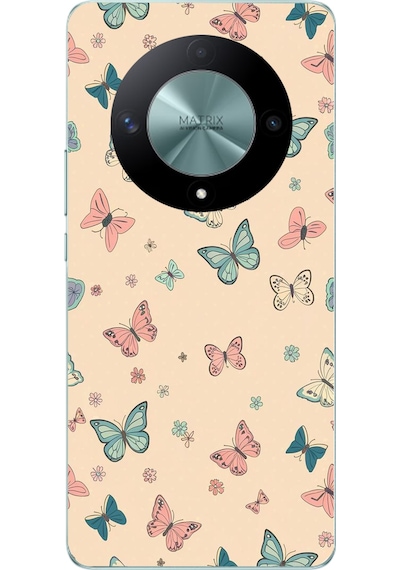 Honor X9b Uyumlu Renkli Kelebekler Baskılı Silikon Kılıf