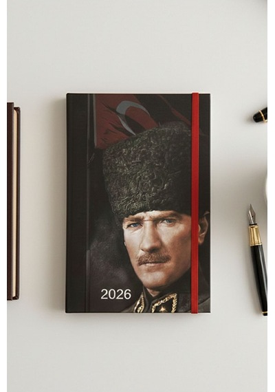2026 Atatürk Günlük Ajanda 17x24 Cm Lastikli Atatürk Kapaklı Ofis Ev İşyeri Günlük Ajanda Planlayıcı Ofs907ata Siyah