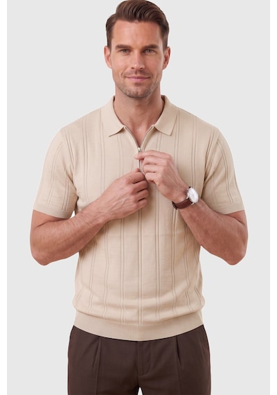 Rizzup Erkek Fermuarlı Polo Yaka Çizgi Dokulu Bej Triko Tişört Regular Fit Yumuşak Dokulu 2608007 Rizzup Erkek Fermuarlı Polo Yaka Çizgi Dokulu Bej Triko Tişört Regular Fit Yumuşak Dokulu 2608007