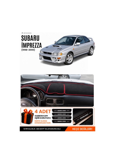 Subaru İmprezza 1998-2000 Uyumlu Torpido Örtüsü, Torpido Kılıfı - Siyah Kırmızı