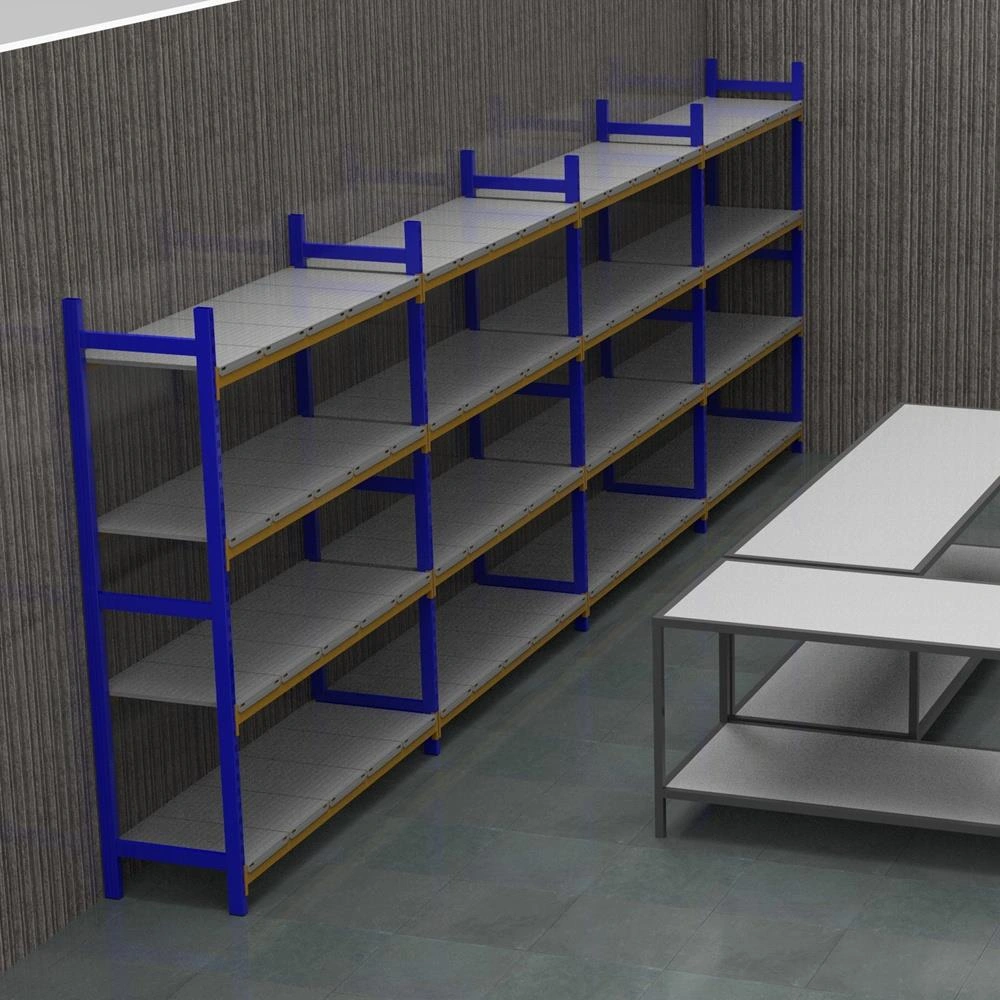 Raf Burada 4 Katlı 3'lü Depo Rafı - 300-350 Kg Taşıma Kapasiteli Hafif Rack Raf- 50x90x200 cm