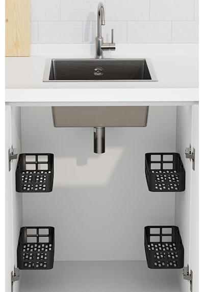 Deyhome Evo 2li Yapışkanlı Duvar Organizer Siyah Banyo Duş Rafı S